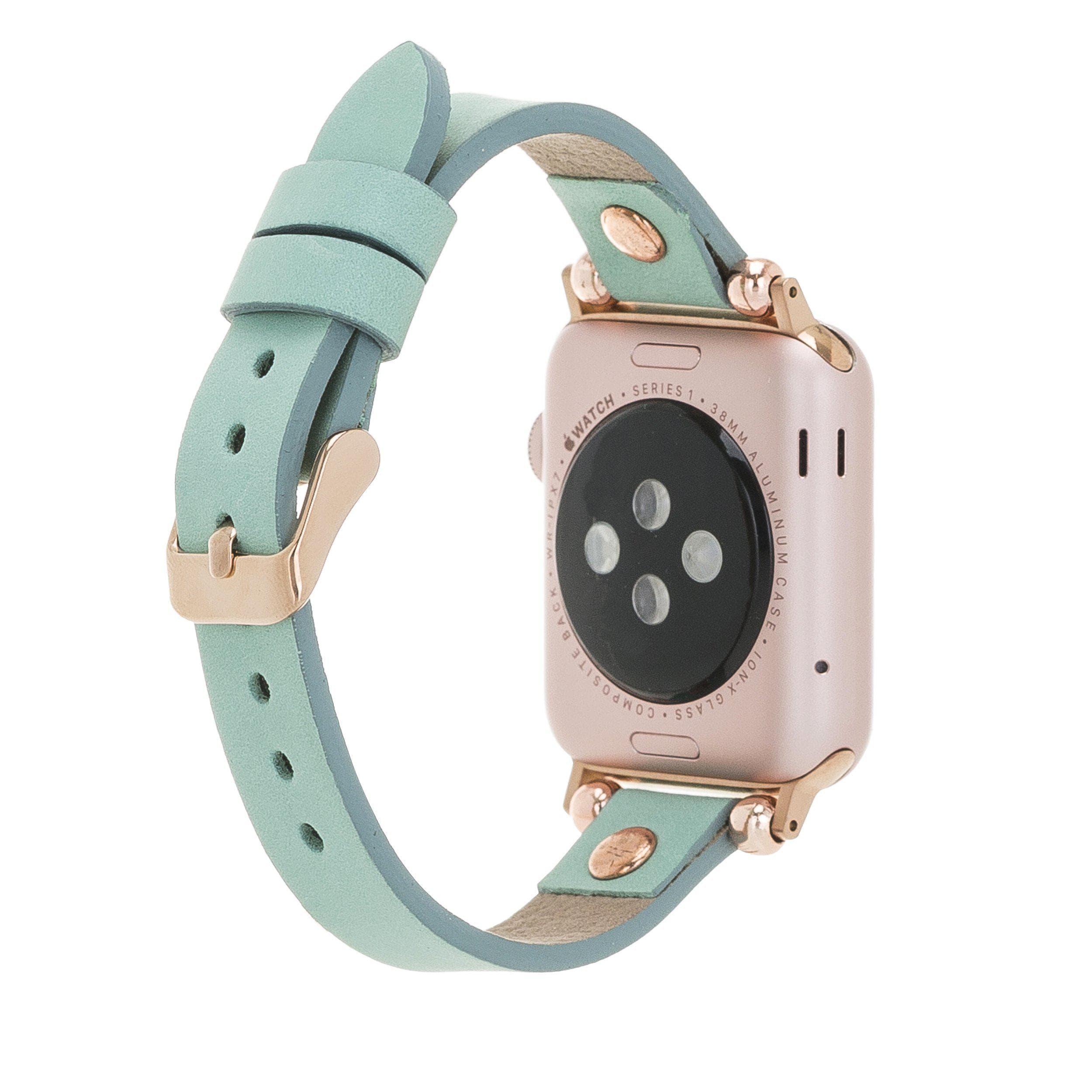 Ferro Genuine Leather Apple Watch Band with Rose Gold Trok