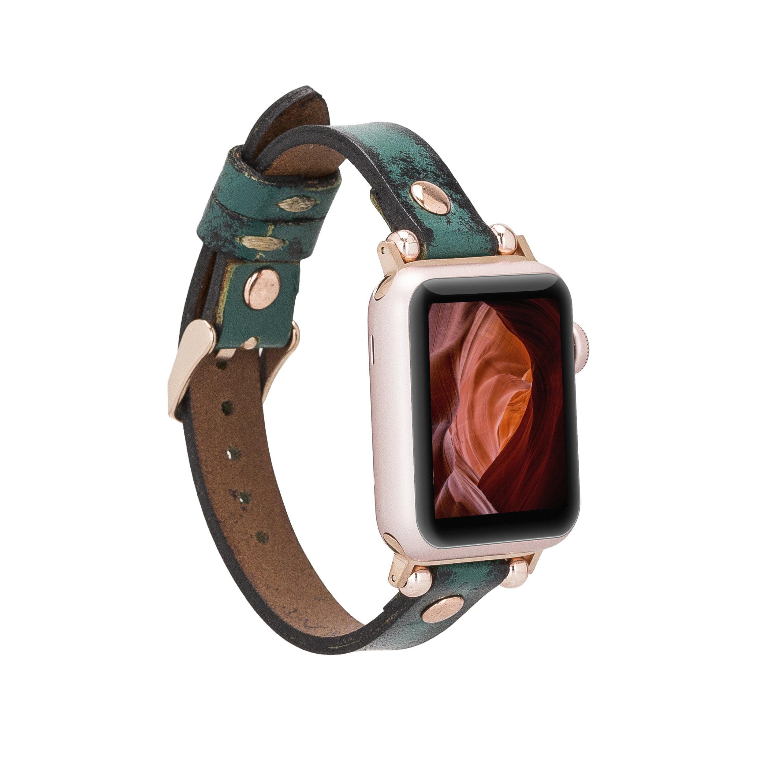 Ferro Genuine Leather Apple Watch Band with Rose Gold Trok