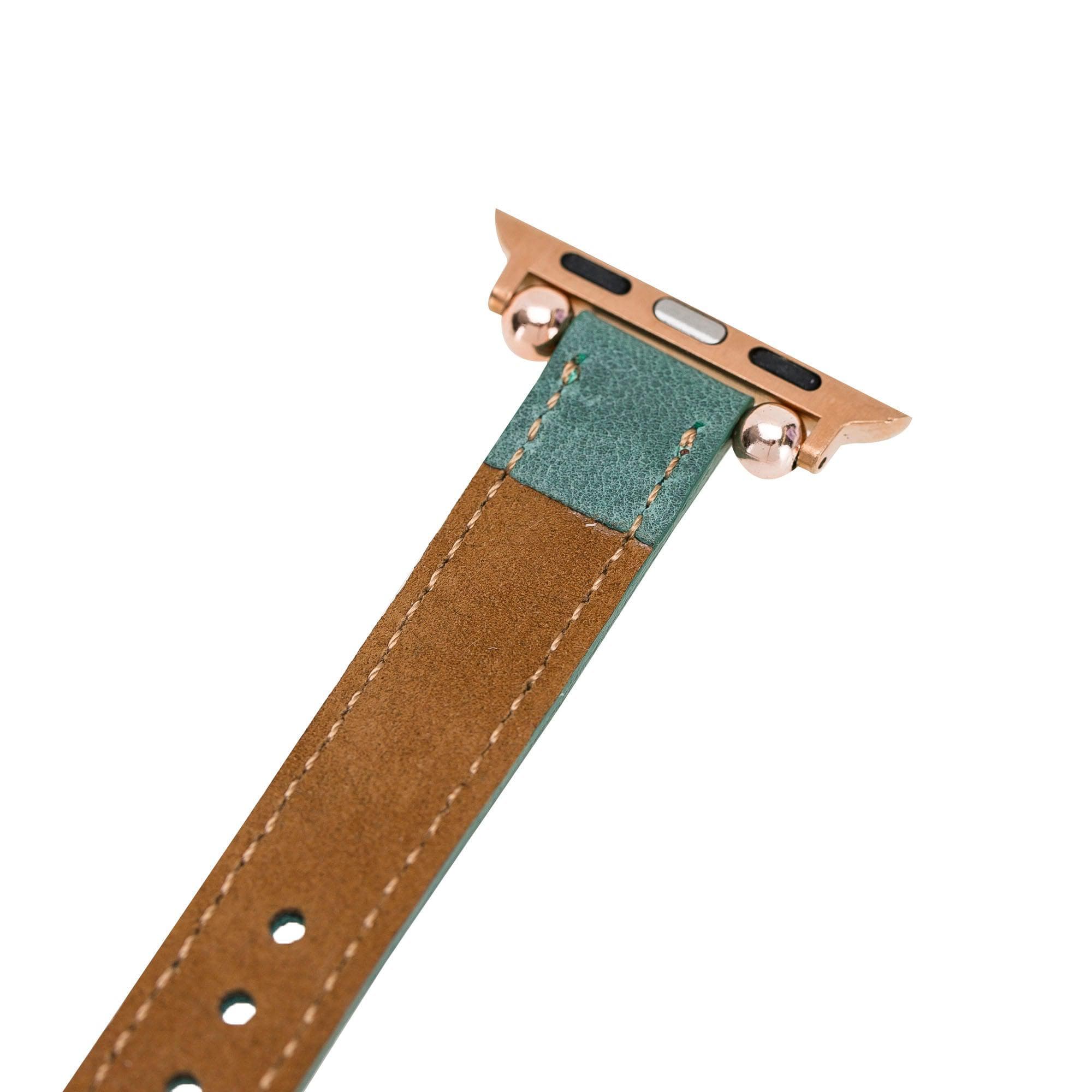 Ferro Leather Fitbit Watch Band with Rose Gold Trok