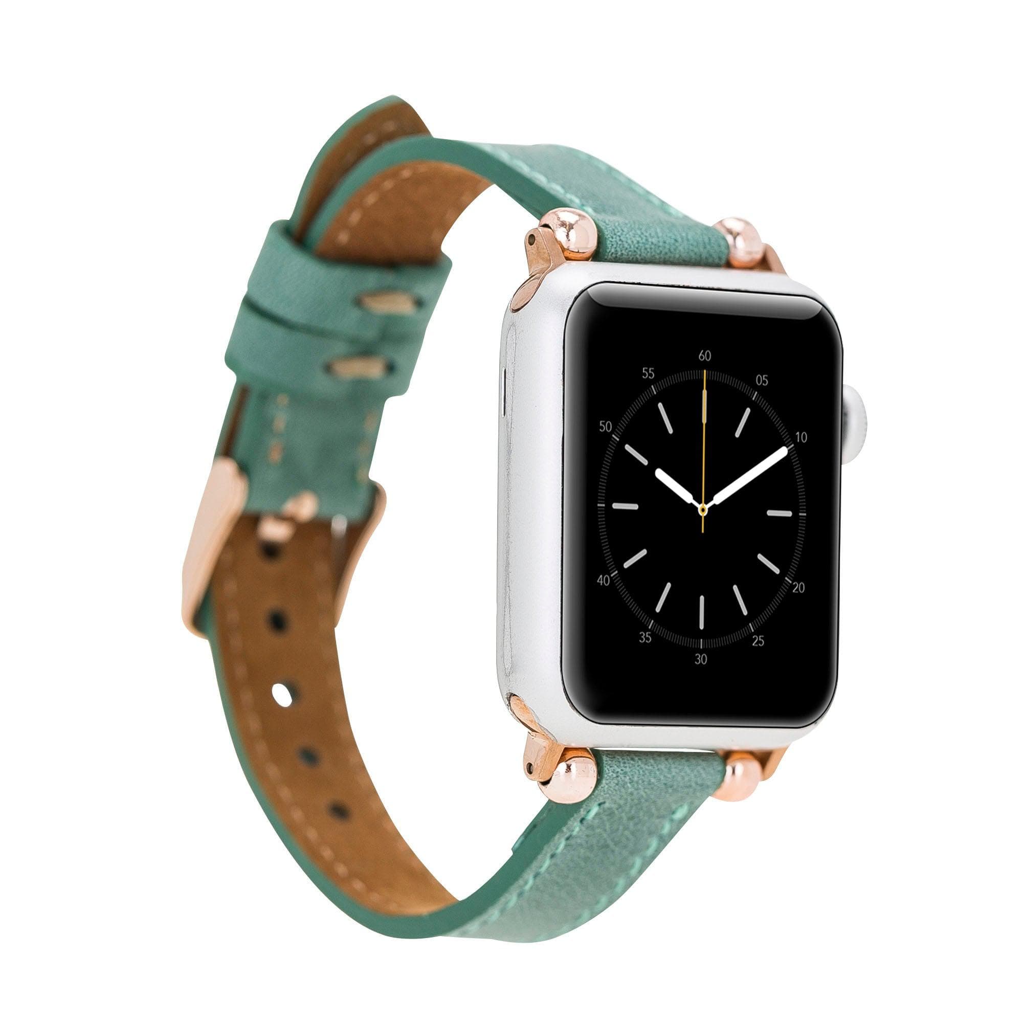 Ferro Genuine Leather Apple Watch Band with Rose Gold Trok