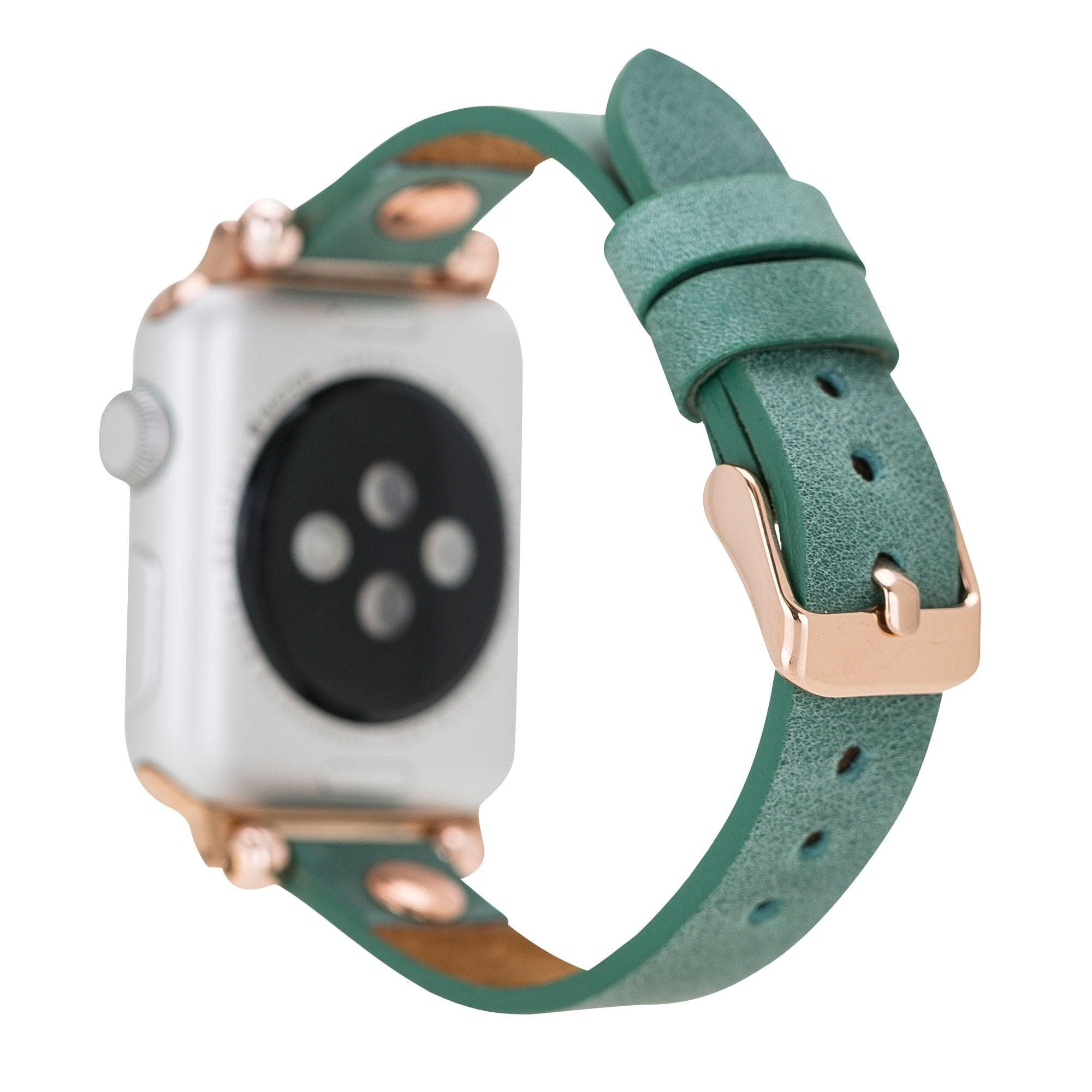 Ferro Leather Fitbit Watch Band with Rose Gold Trok