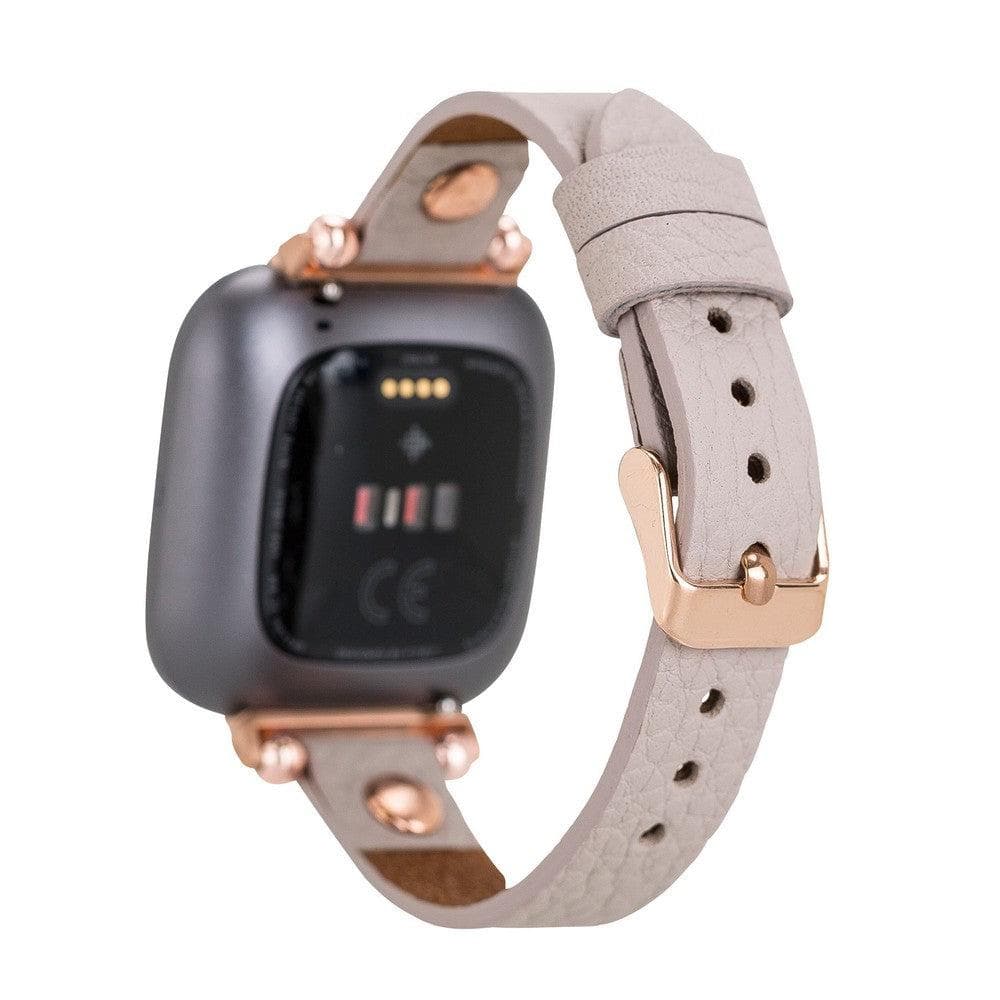 Ferro Leather Fitbit Watch Band with Rose Gold Trok