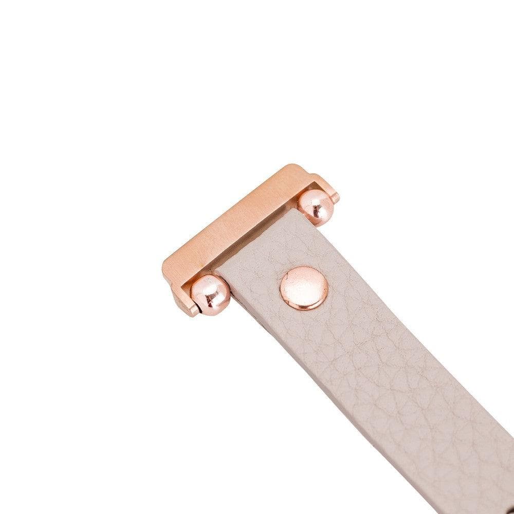 Ferro Leather Fitbit Watch Band with Rose Gold Trok