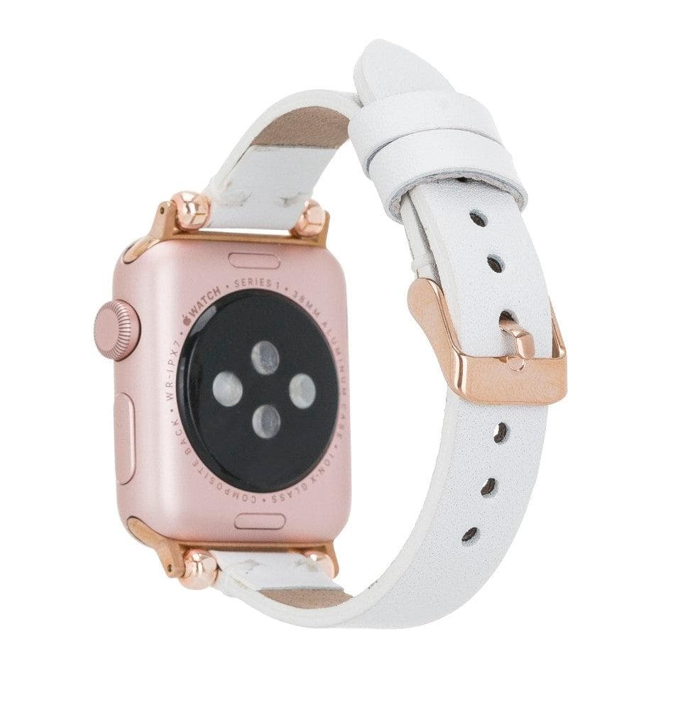 Ferro Leather Fitbit Watch Band with Rose Gold Trok