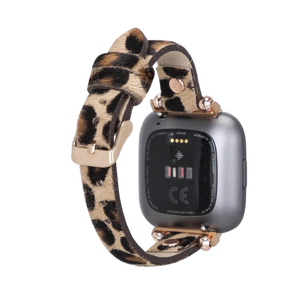 Ferro Leather Fitbit Watch Band with Rose Gold Trok