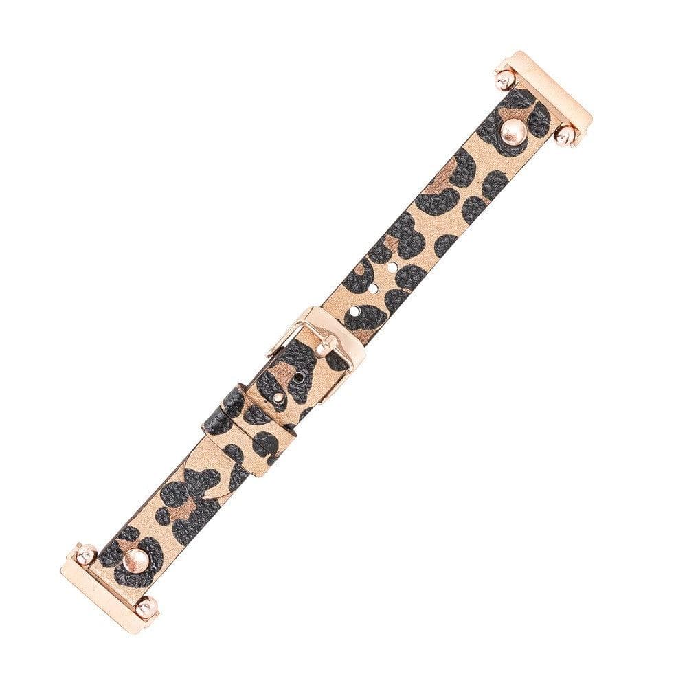 Ferro Leather Fitbit Watch Band with Rose Gold Trok
