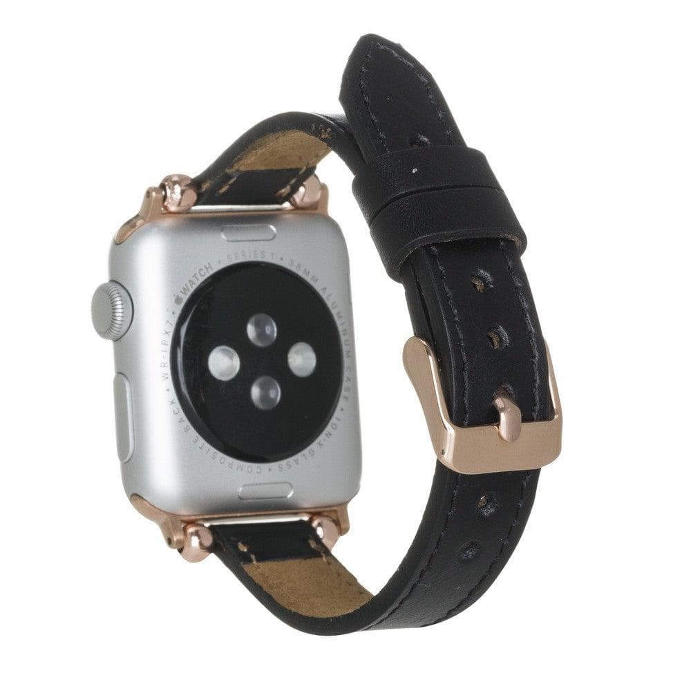 Ferro Leather Fitbit Watch Band with Rose Gold Trok