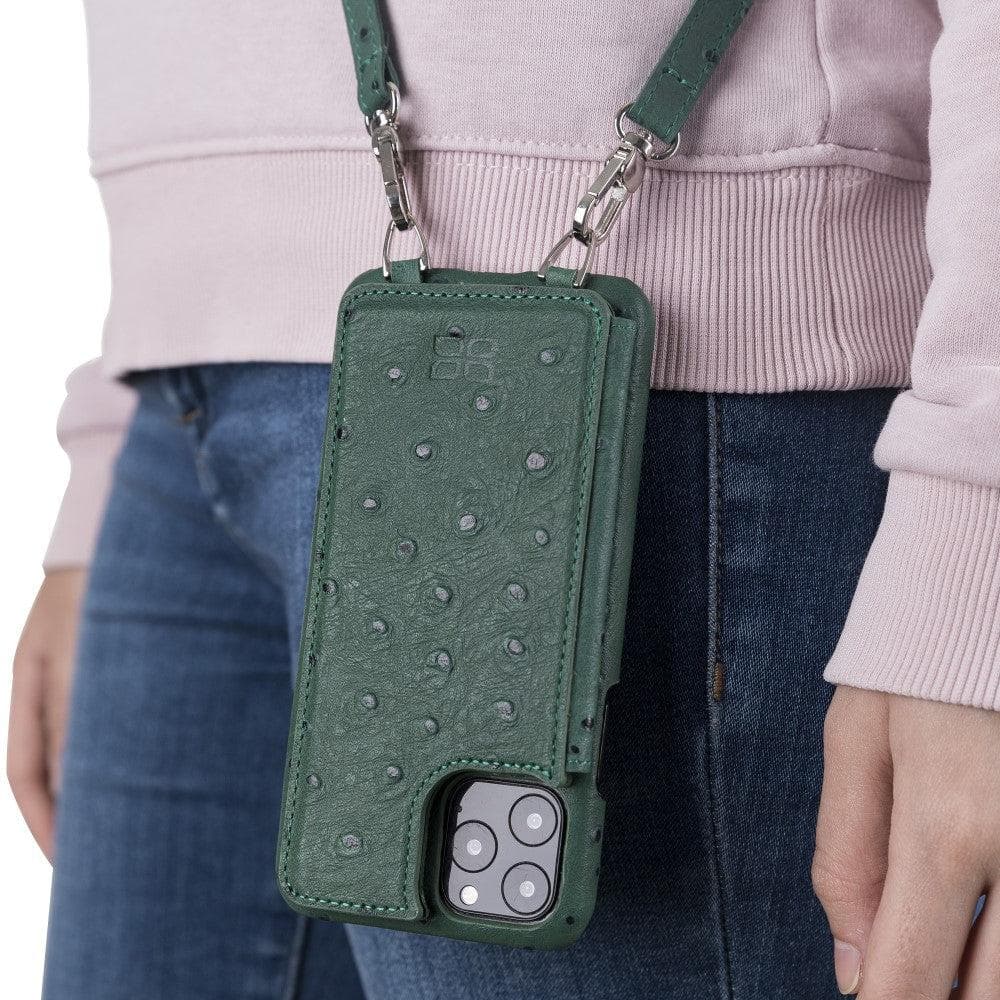 Saff iPhone 11 Pro Genuine Leather Case with Shoulder Strap