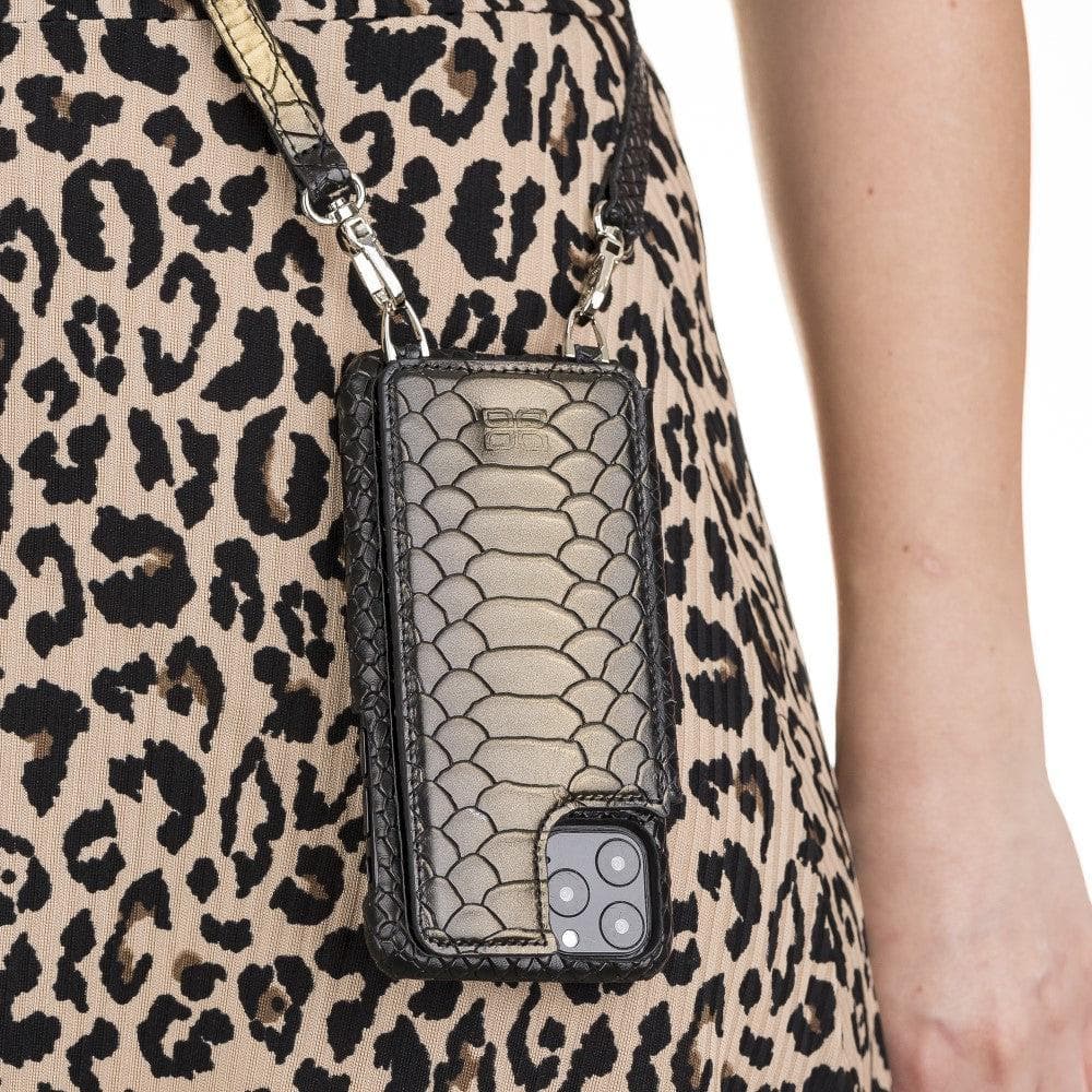 Saff iPhone 11 Pro Genuine Leather Case with Shoulder Strap