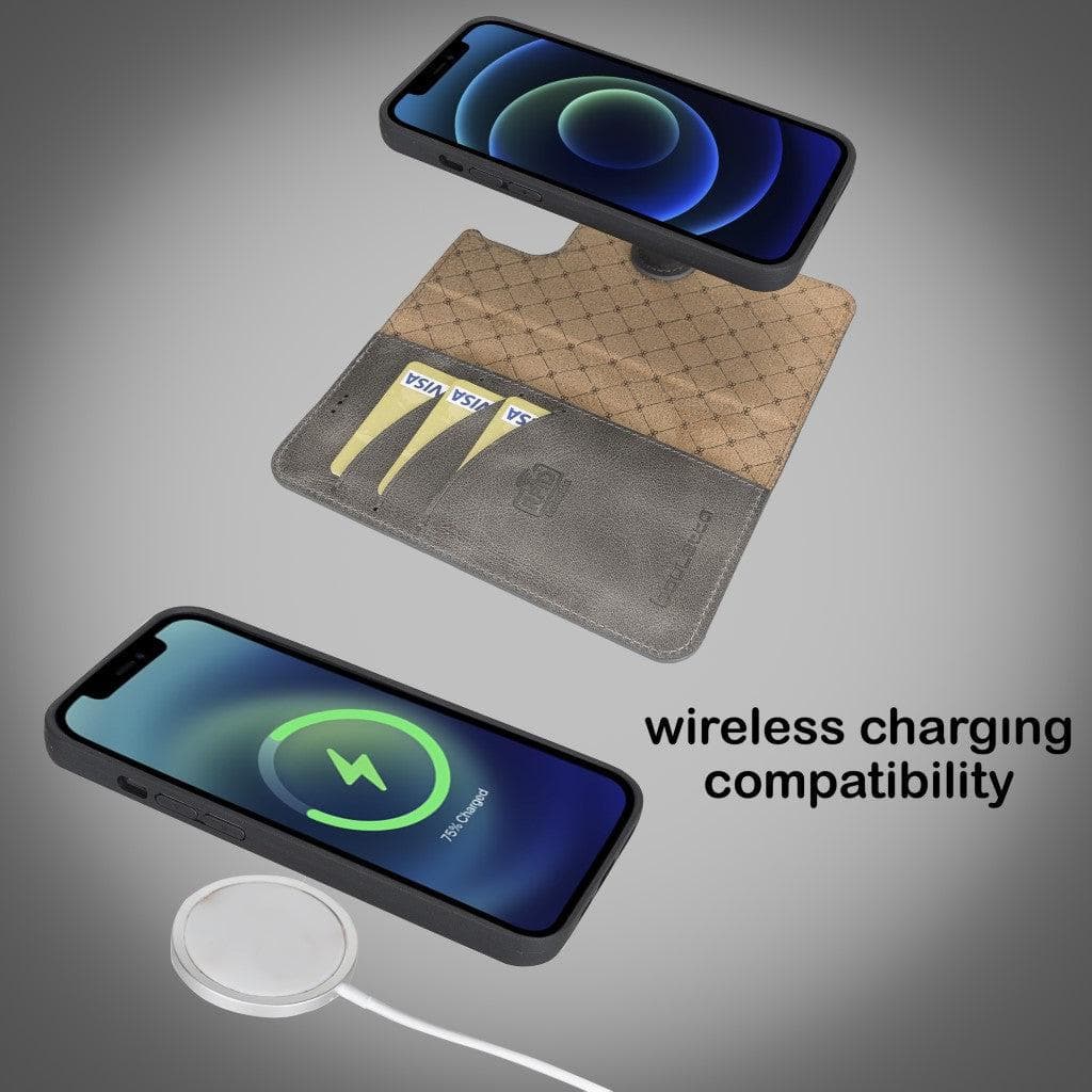 Magic iPhone 13 Pro Max Çıkarılabilir Hakiki Deri Cüzdan Kılıf