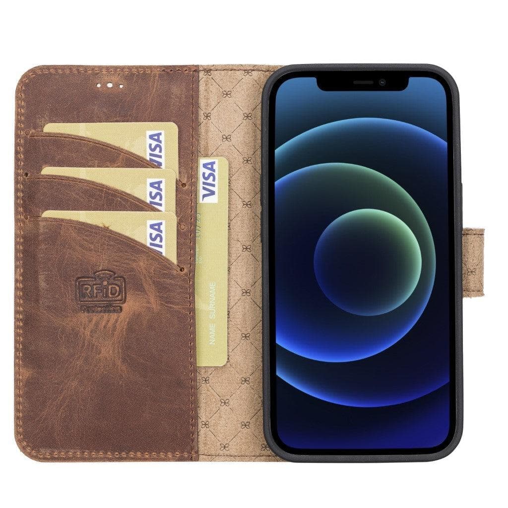 Magic iPhone 13 Pro Max Çıkarılabilir Hakiki Deri Cüzdan Kılıf