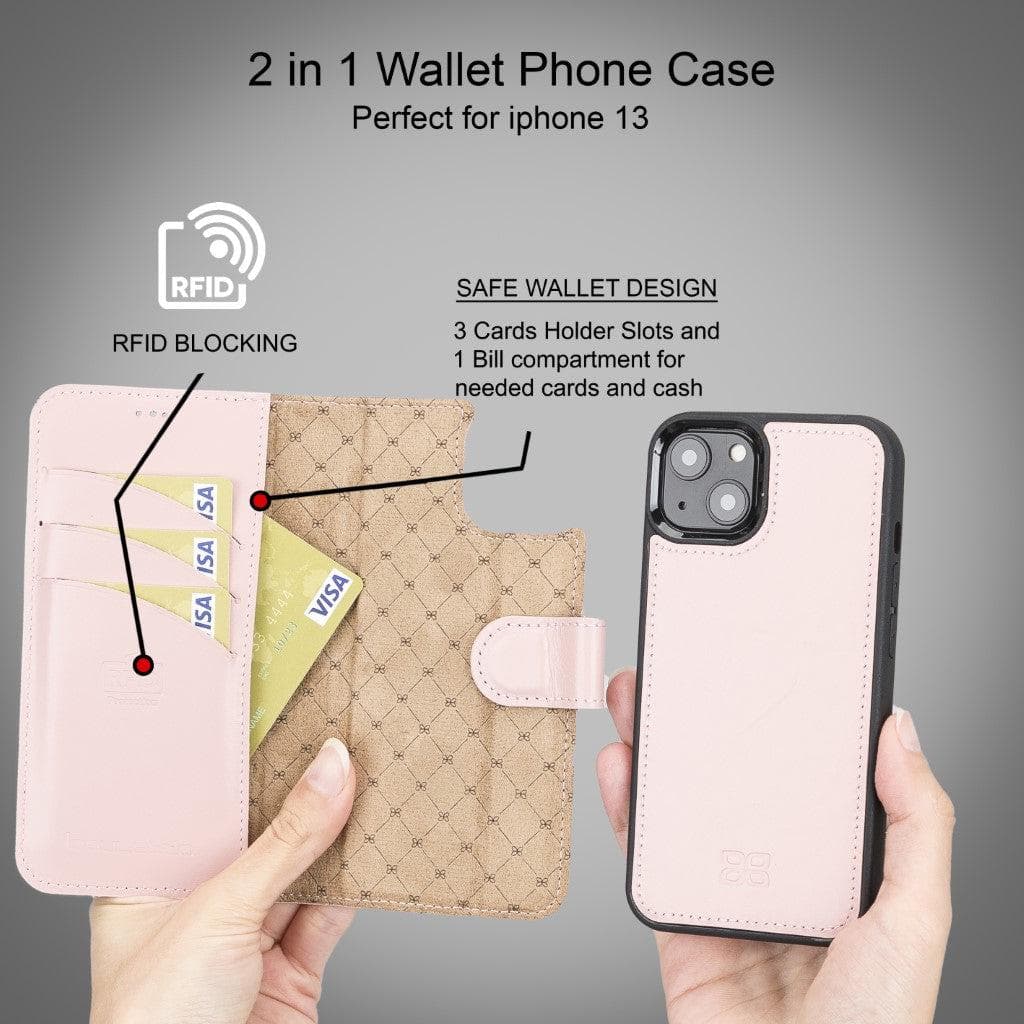 Magic iPhone 13 Pro Max Çıkarılabilir Hakiki Deri Cüzdan Kılıf