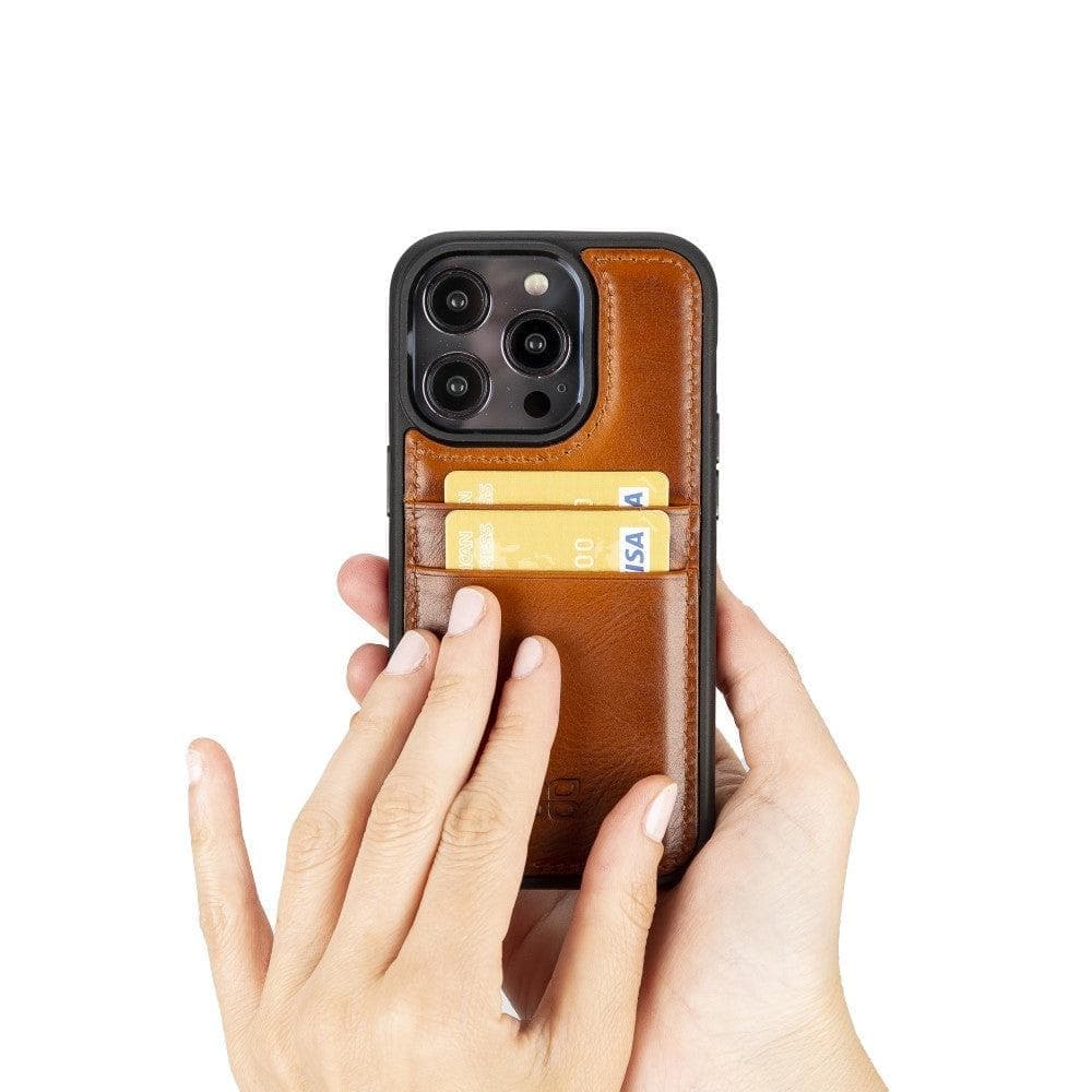 Flex Cover Genuine Leather iPhone 15 Case with Card Holder
