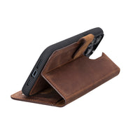 Magic Magnetic Detachable Leather Wallet Case with RFID for iPhone 15 Pro (6.1") - BROWN