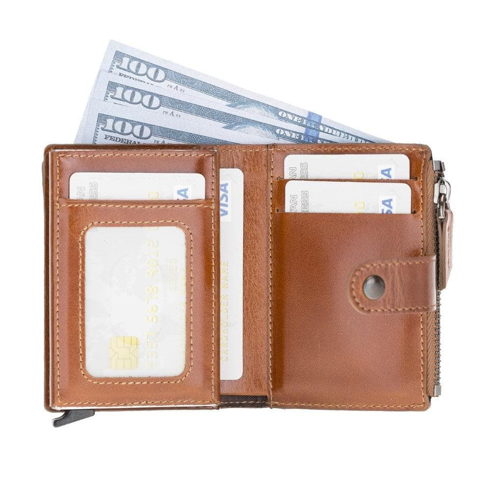 Zip Mechanical Leather Card Holder