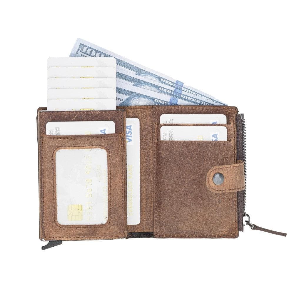 Zip Mechanical Leather Card Holder
