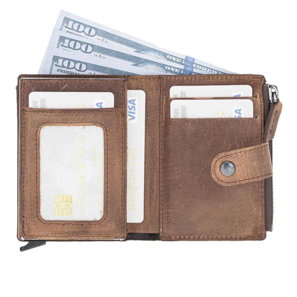 Zip Mechanical Leather Card Holder