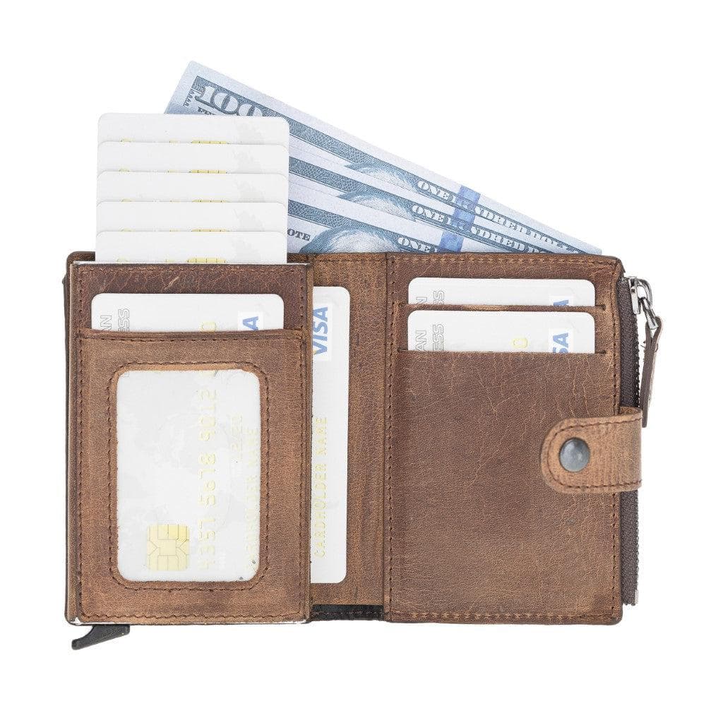 Zip Mechanical Leather Card Holder