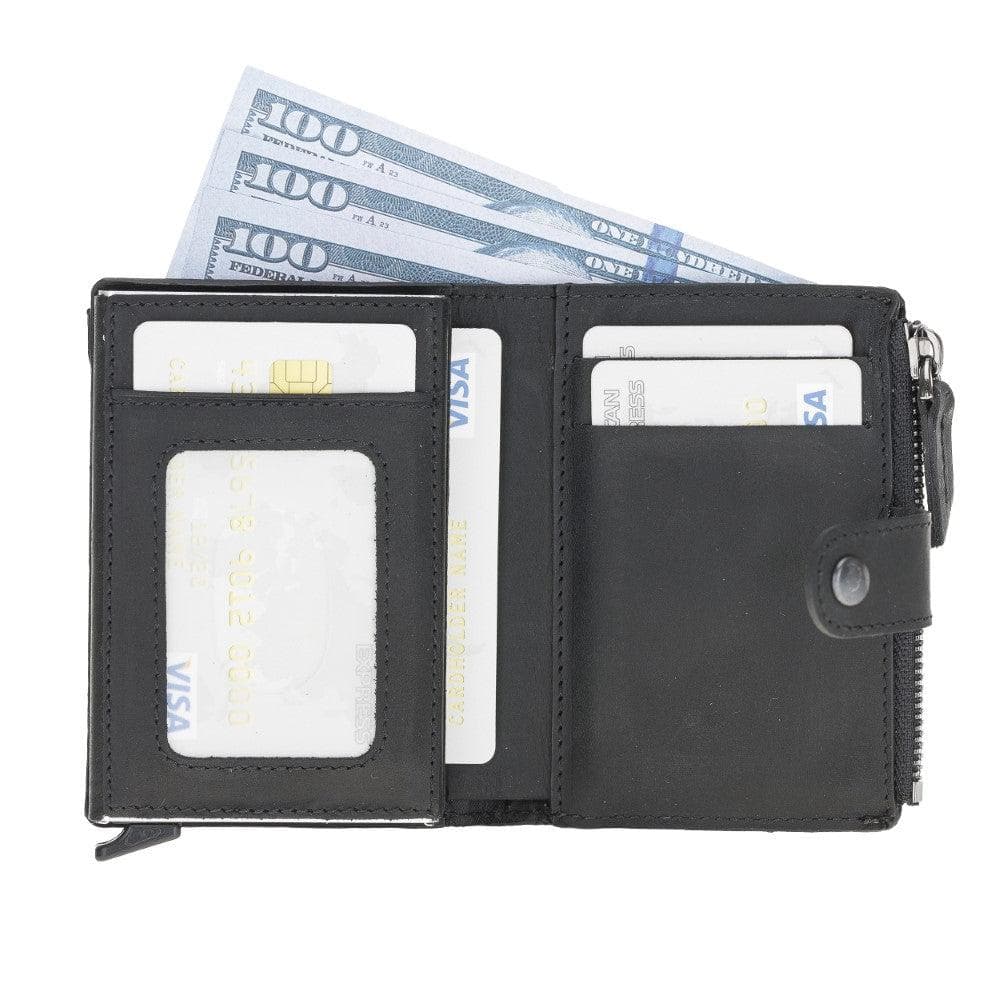 Zip Mechanical Leather Card Holder