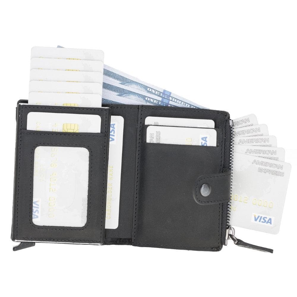 Zip Mechanical Leather Card Holder