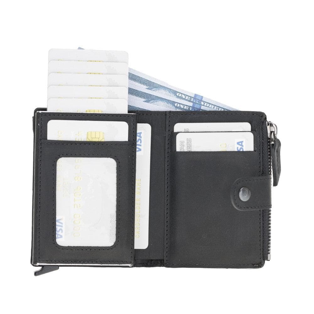 Zip Mechanical Leather Card Holder