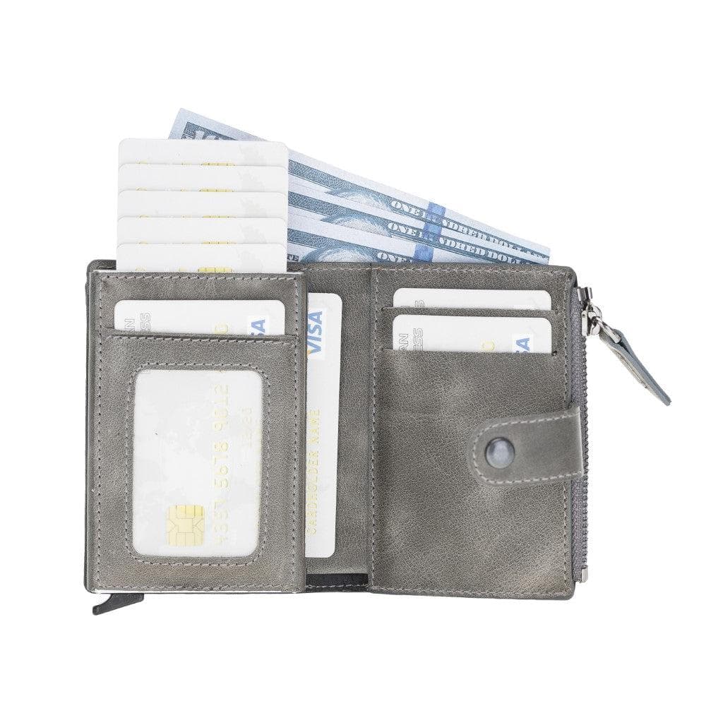 Zip Mechanical Leather Card Holder