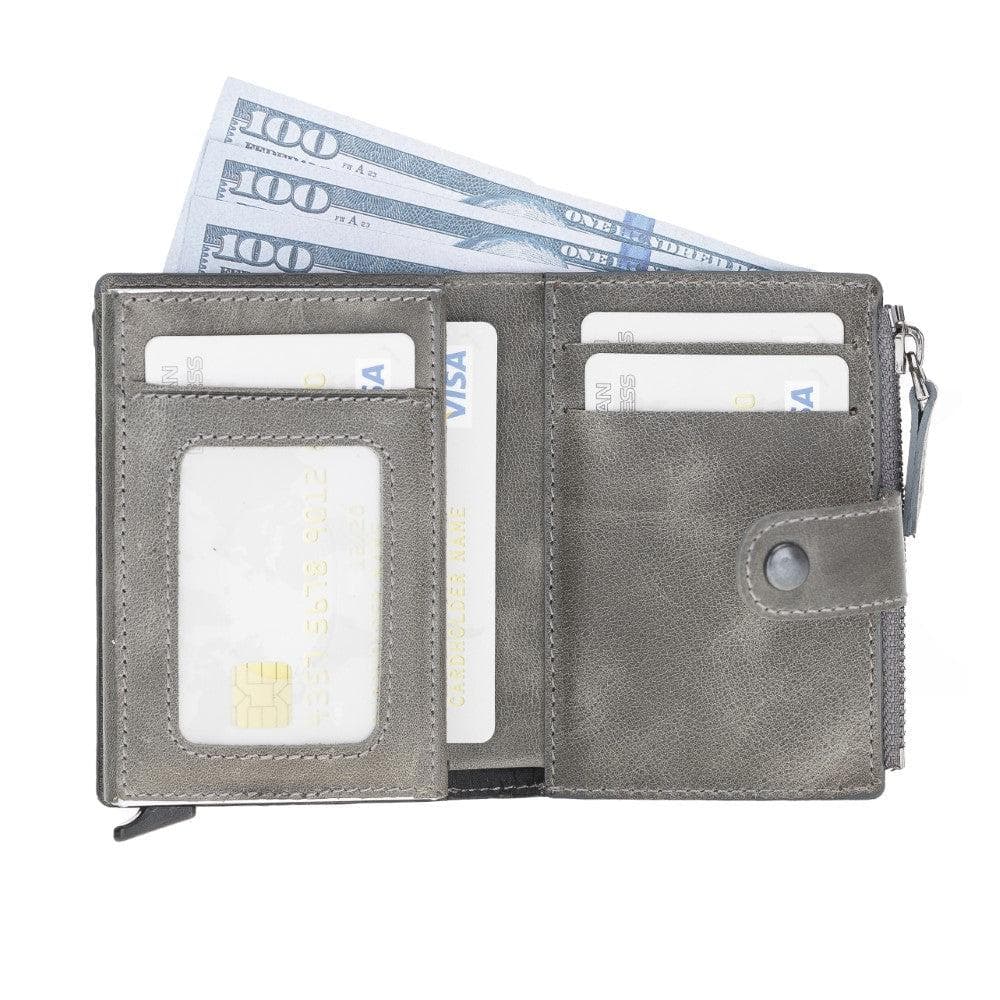 Zip Mechanical Leather Card Holder