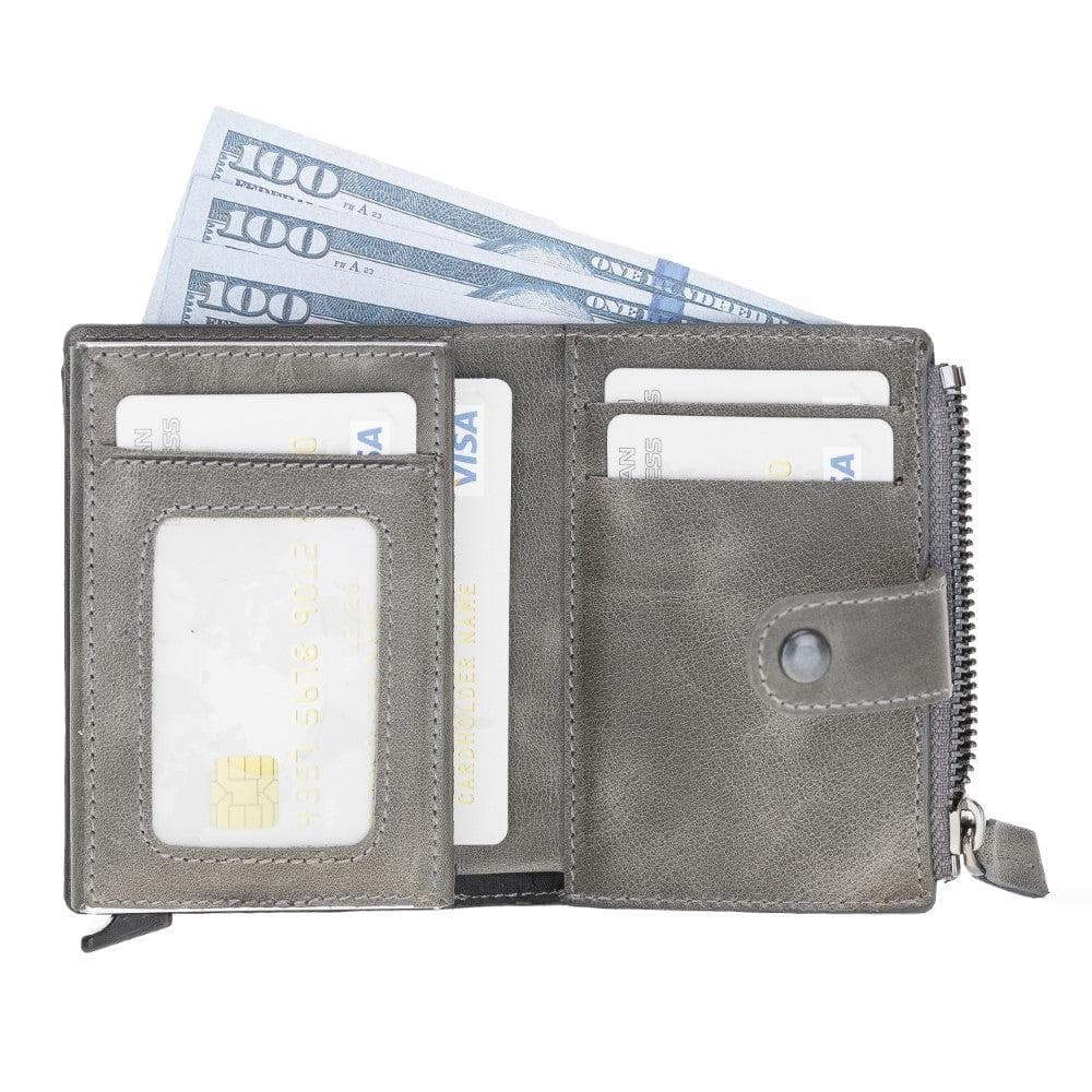 Zip Mechanical Leather Card Holder