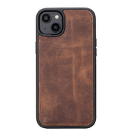Magic Magnetic Detachable Leather Wallet Case with RFID for iPhone 15 Plus (6.7") - BROWN