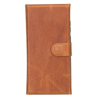 Santa Magnetic Detachable Leather Wallet Case for Samsung Galaxy S24 Ultra (6.8") - TAN