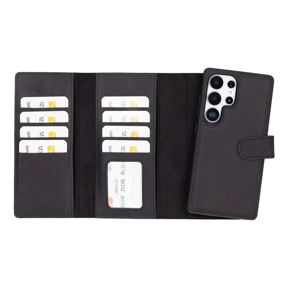 Santa Samsung Galaxy S25 Ultra Genuine Leather Detachable Wallet Case