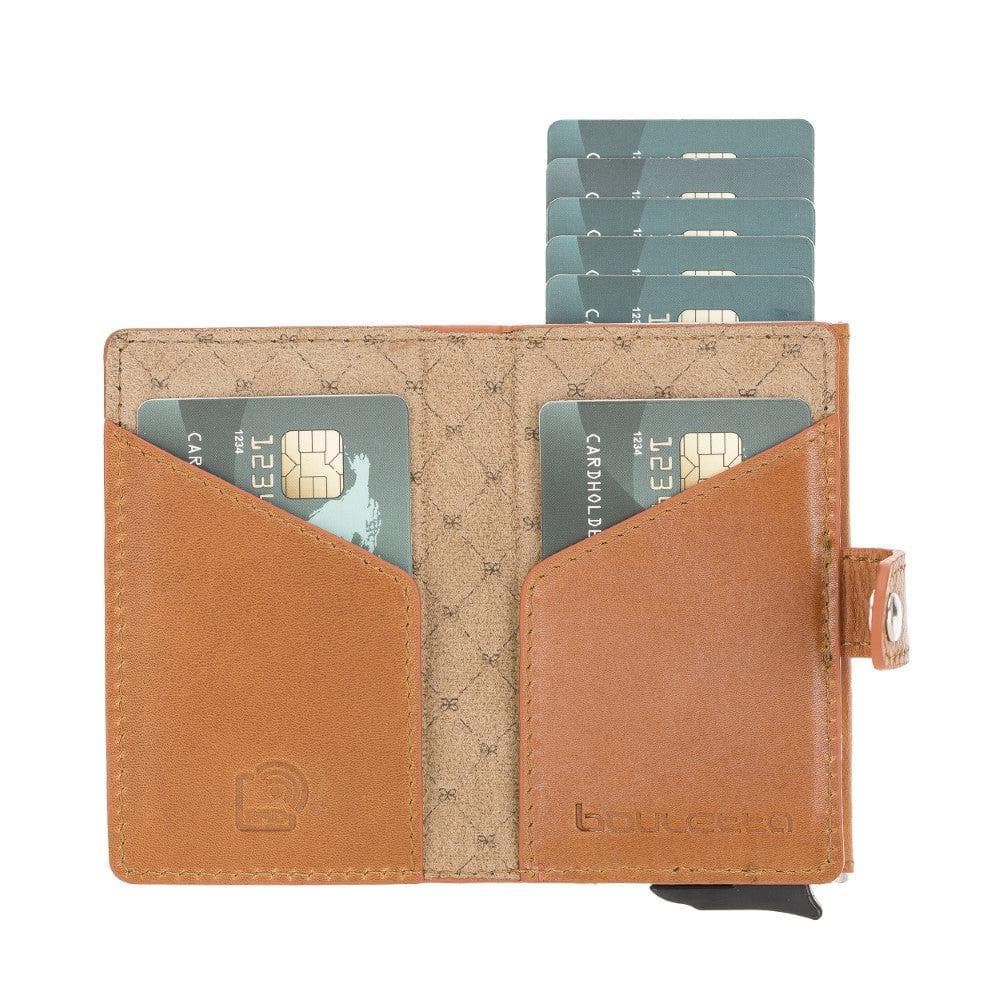 Terry Leather Mechanical Card Holder with Coin Purse