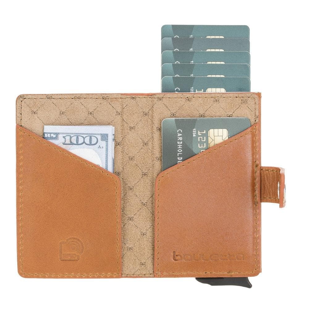 Terry Leather Mechanical Card Holder with Coin Purse