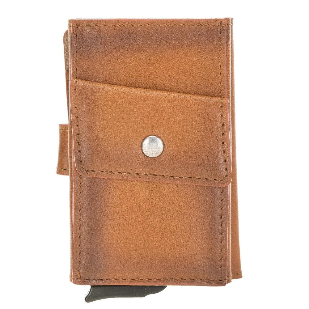 Terry Leather Mechanical Card Holder with Coin Purse