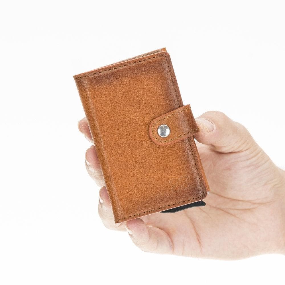 Terry Leather Mechanical Card Holder with Coin Purse
