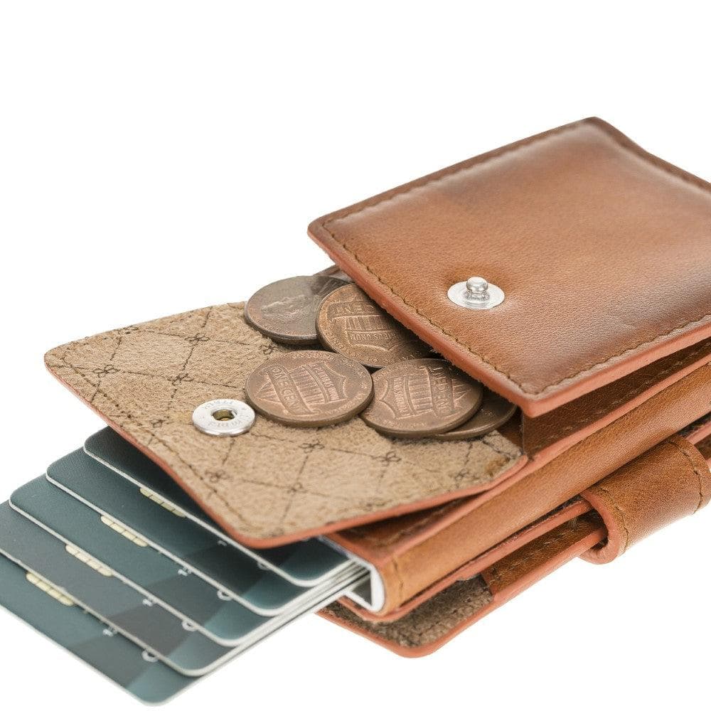 Terry Leather Mechanical Card Holder with Coin Purse