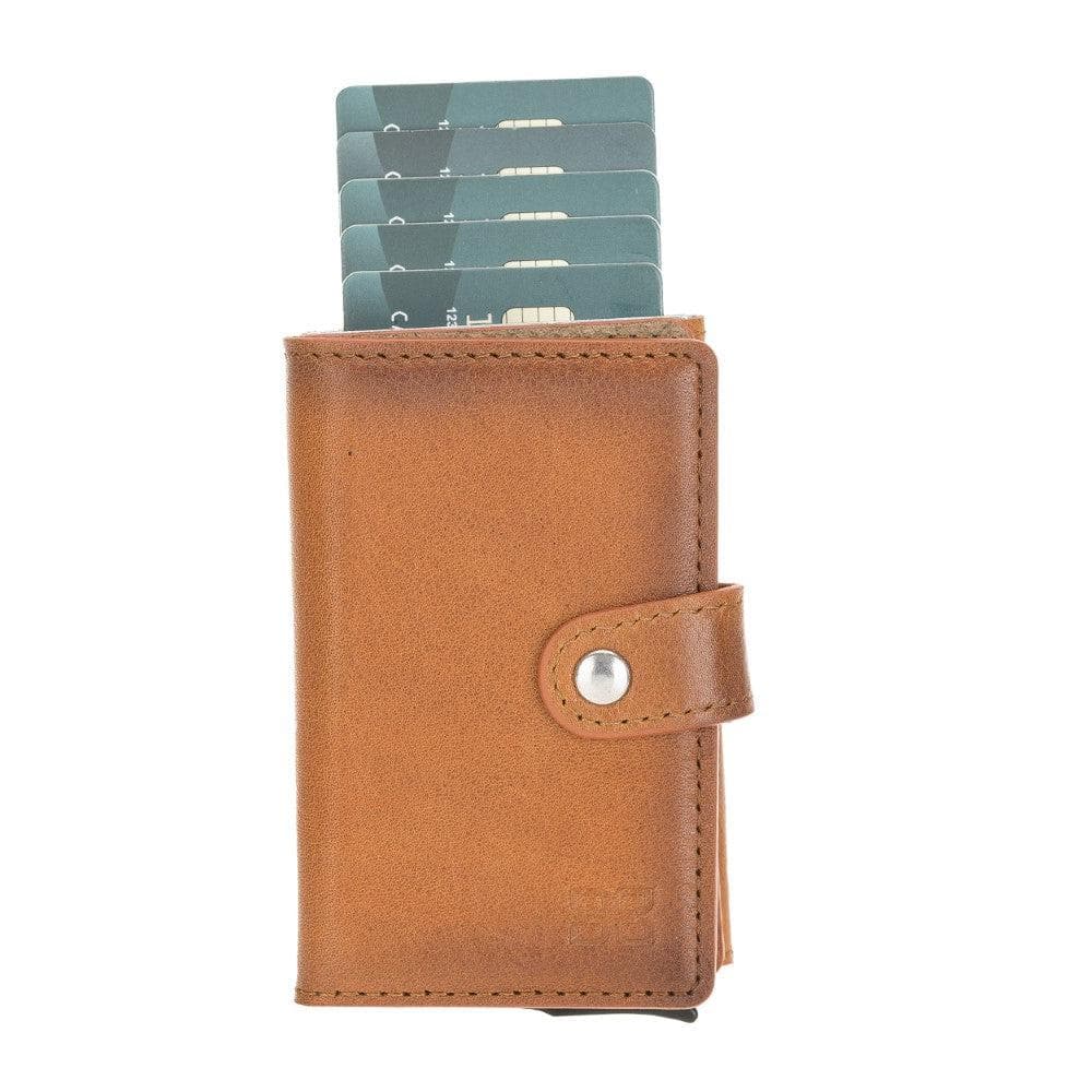 Terry Leather Mechanical Card Holder with Coin Purse