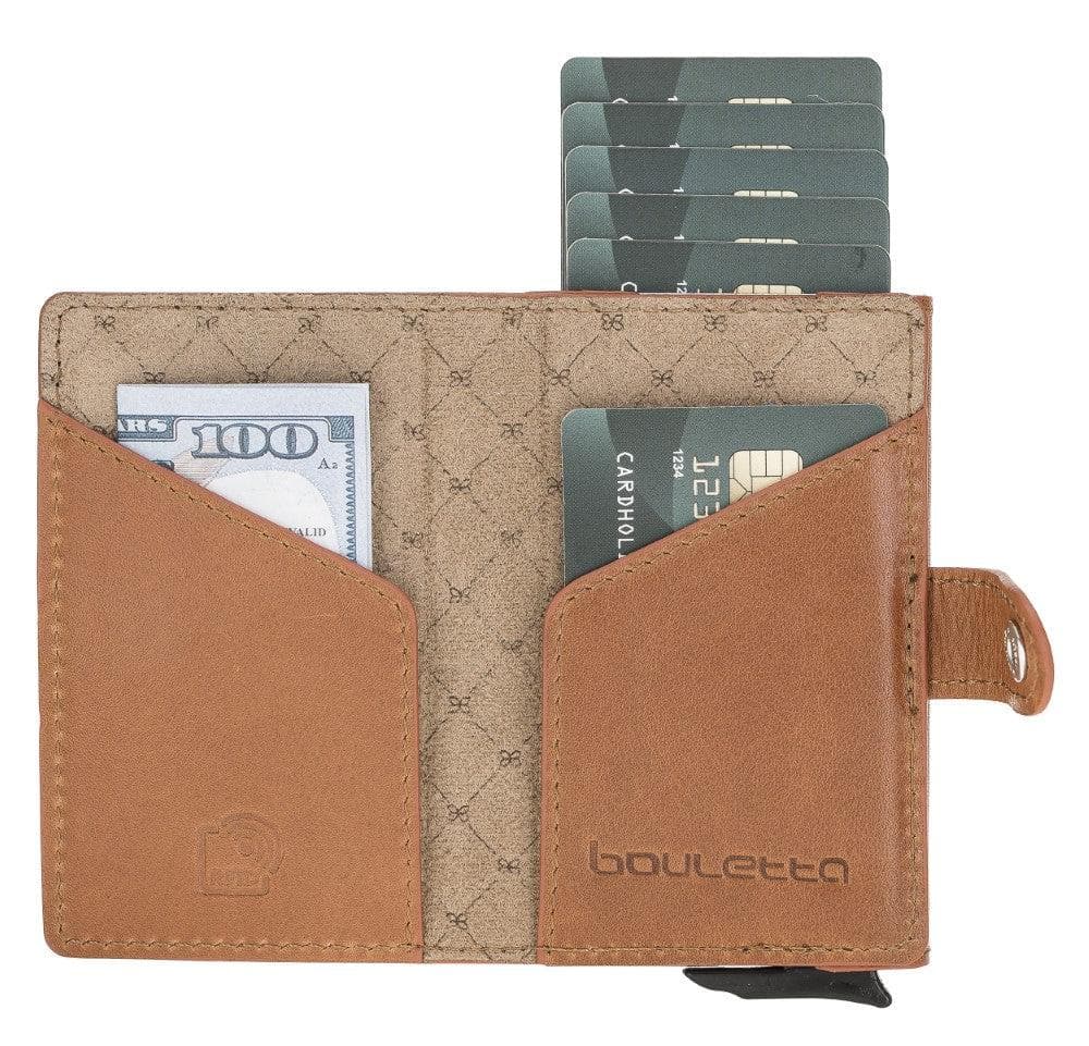 Terry Leather Mechanical Card Holder with Coin Purse