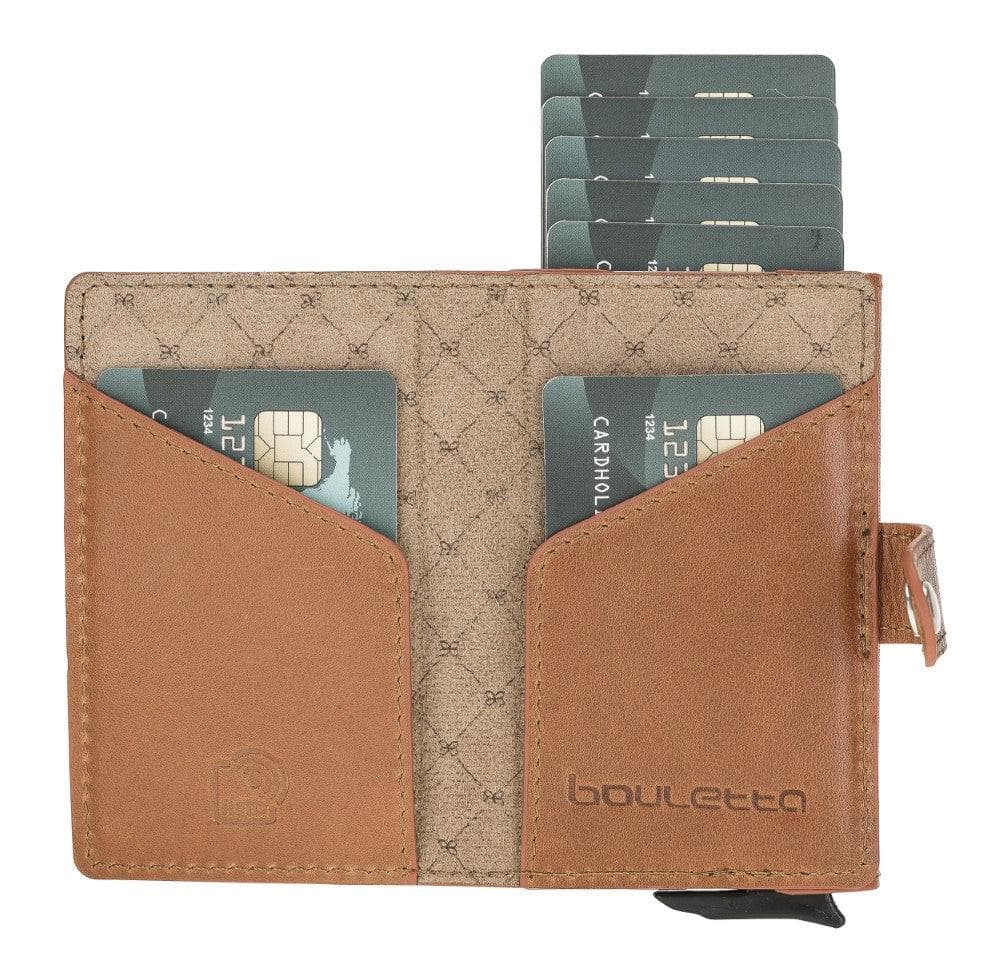Terry Leather Mechanical Card Holder with Coin Purse