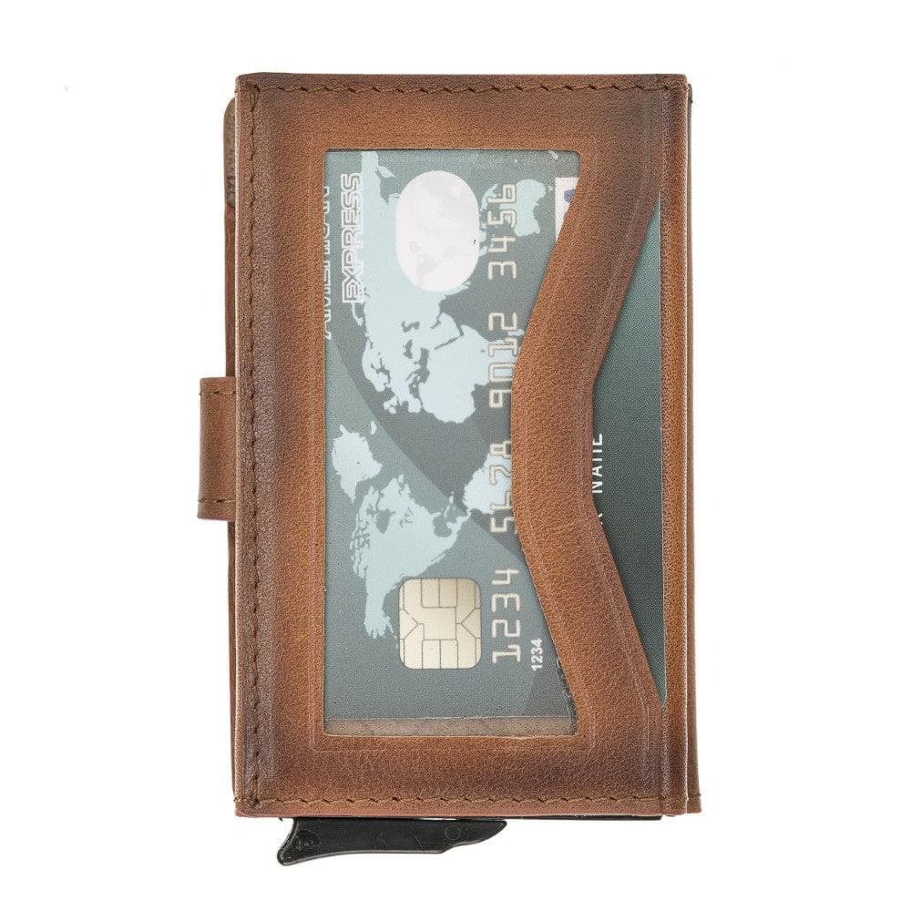 Terry Leather Mechanical Card Holder with Coin Purse