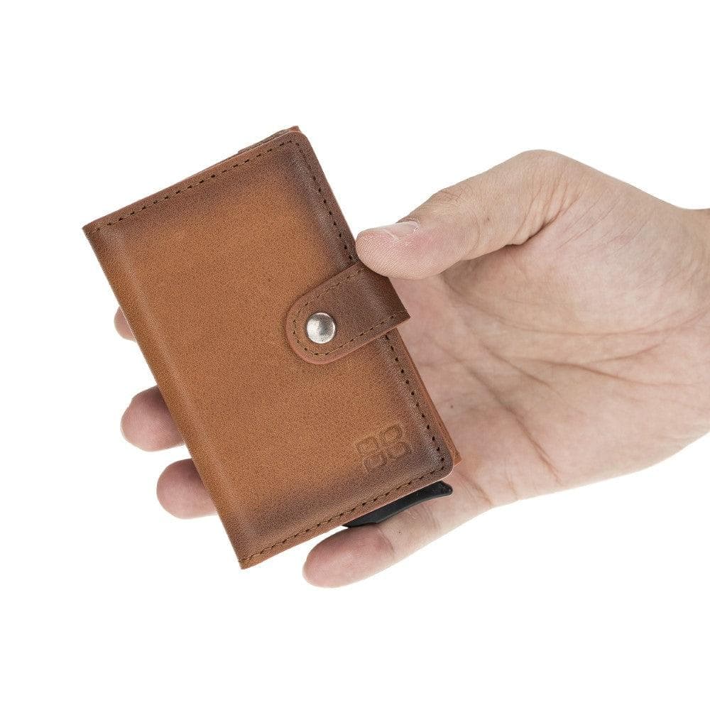 Terry Leather Mechanical Card Holder with Coin Purse