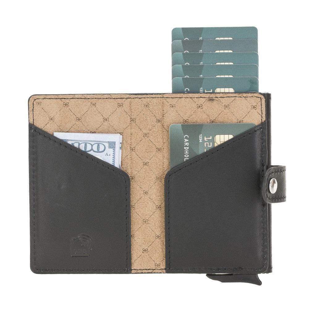 Terry Leather Mechanical Card Holder with Coin Purse