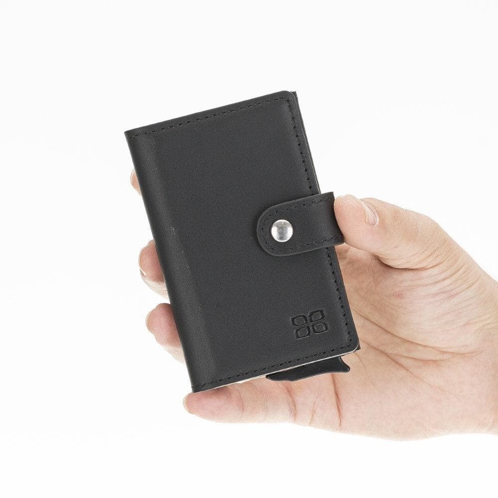 Terry Leather Mechanical Card Holder with Coin Purse