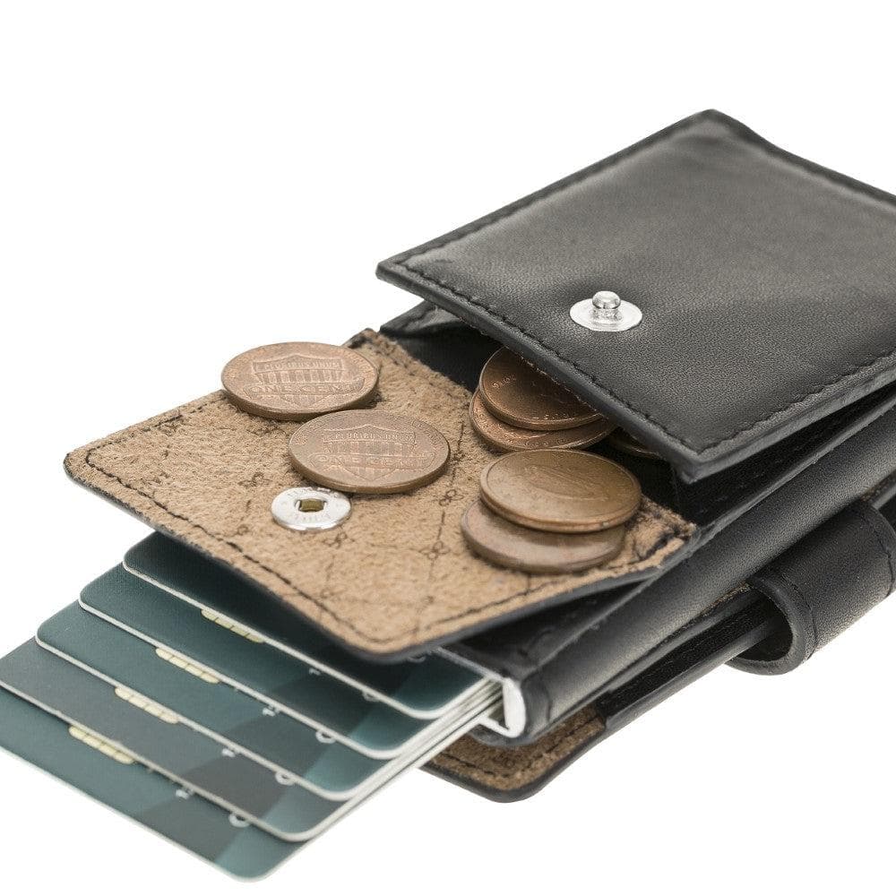 Terry Leather Mechanical Card Holder with Coin Purse