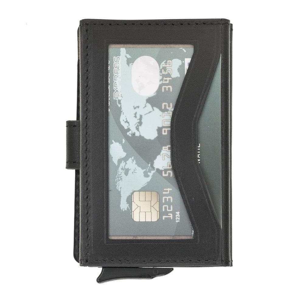 Terry Leather Mechanical Card Holder with Coin Purse