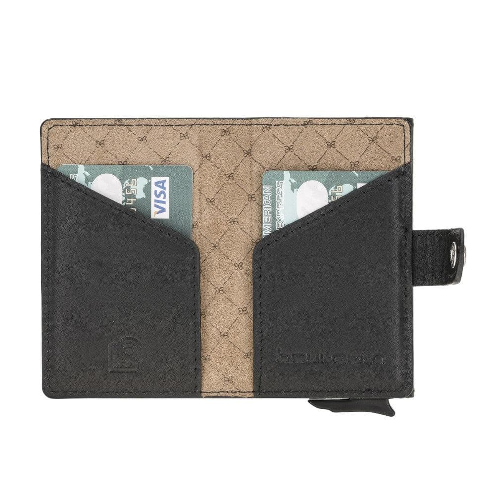 Terry Leather Mechanical Card Holder with Coin Purse