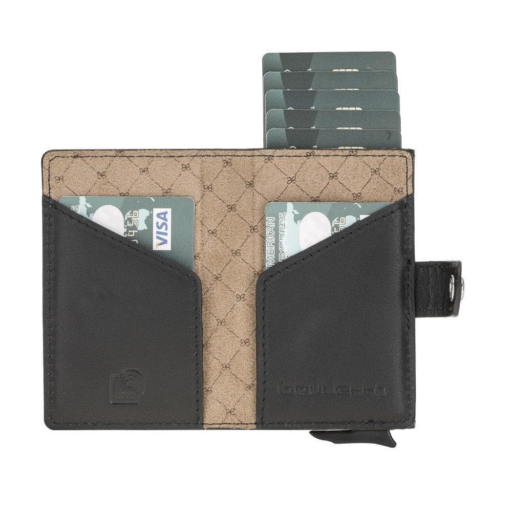 Terry Leather Mechanical Card Holder with Coin Purse