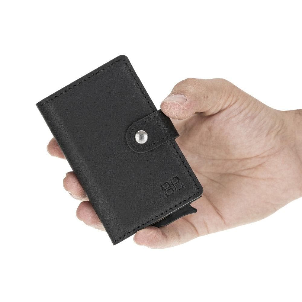 Terry Leather Mechanical Card Holder with Coin Purse