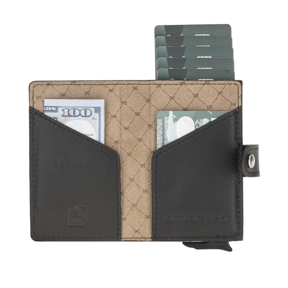 Terry Leather Mechanical Card Holder with Coin Purse