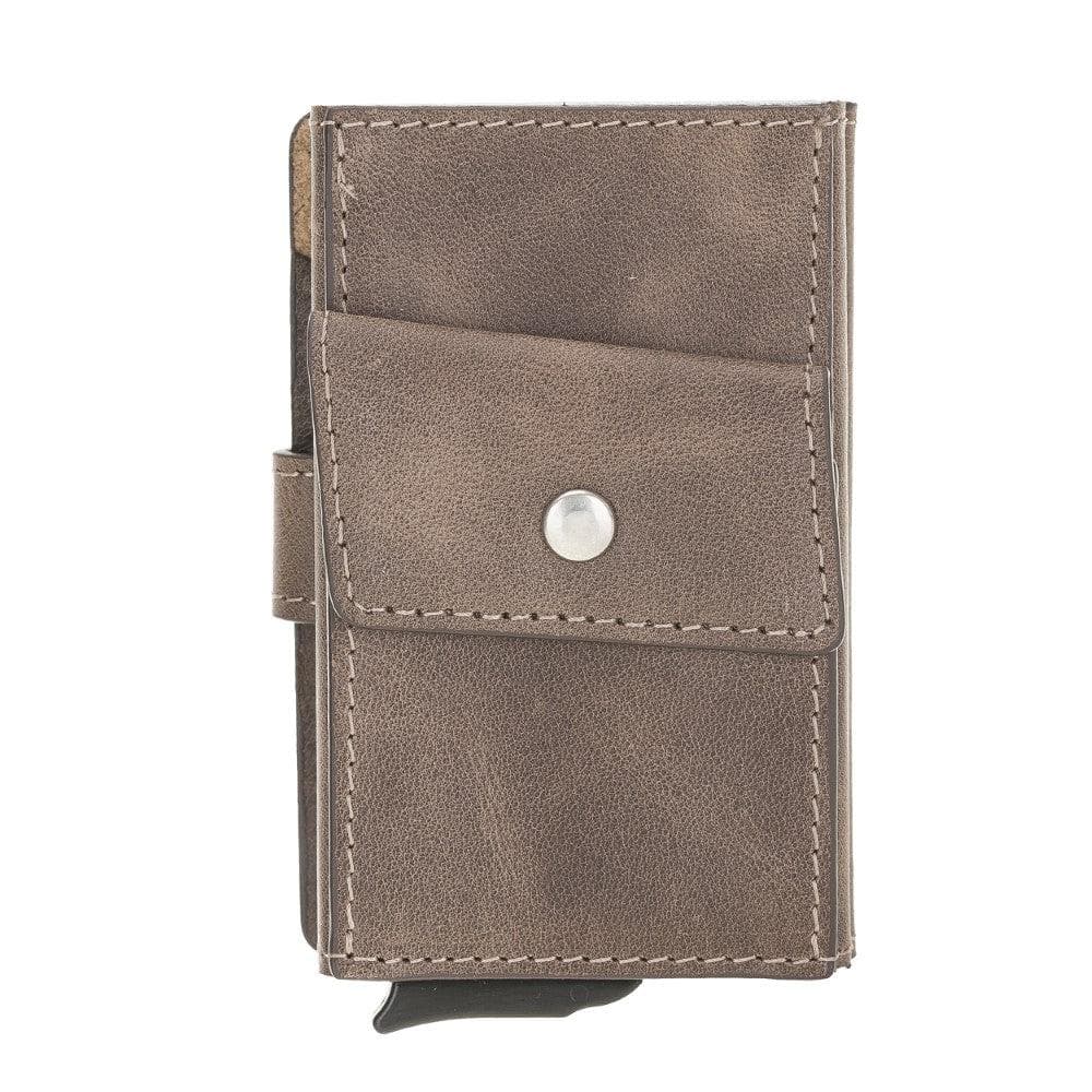 Terry Leather Mechanical Card Holder with Coin Purse